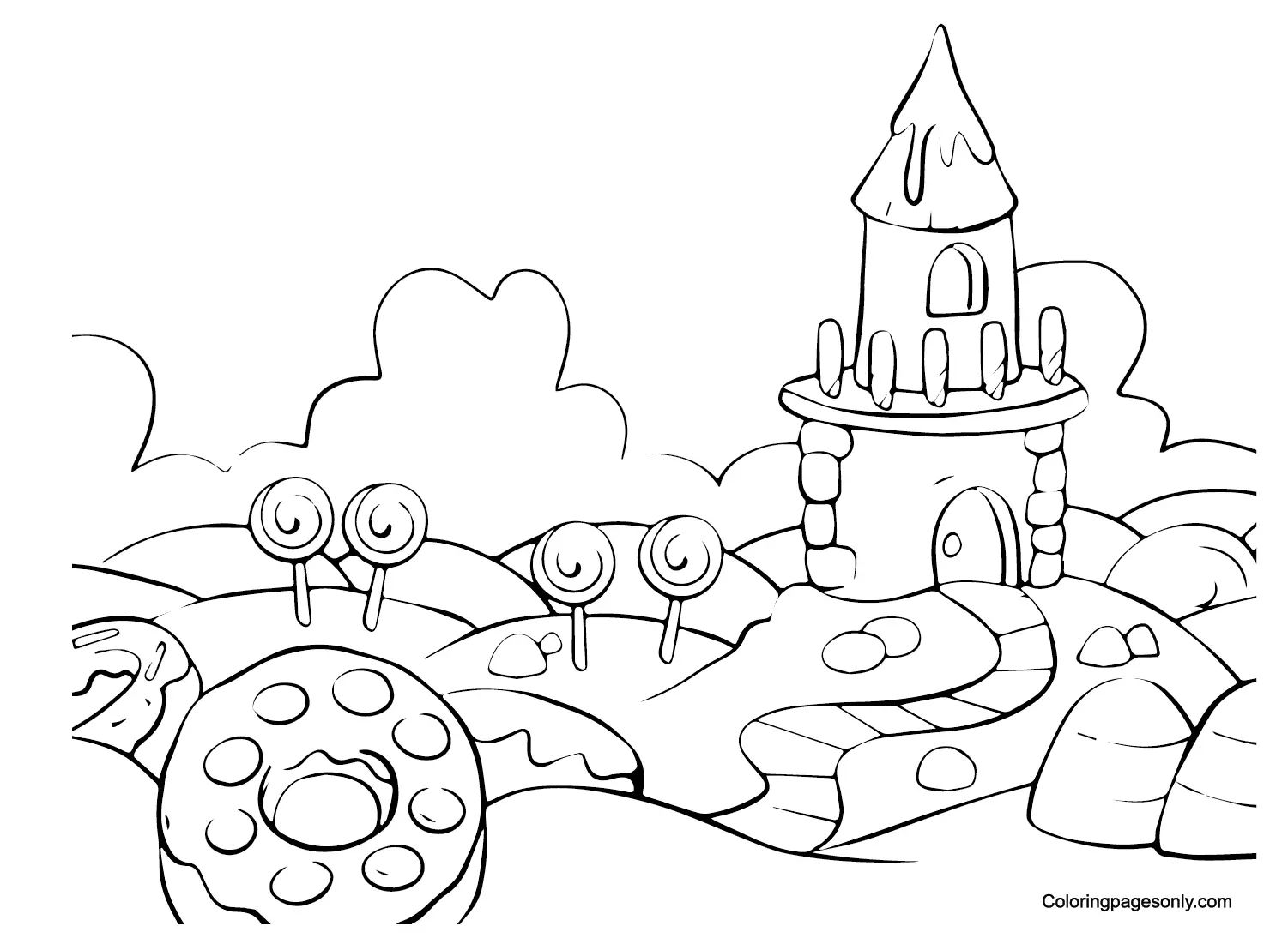 Çocuklar İçin Candyland Boyama Sayfaları 