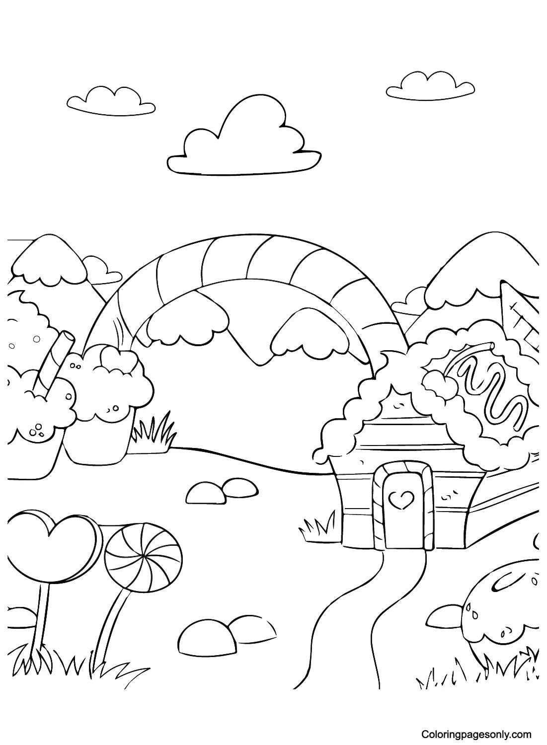Çocuklar İçin Candyland Boyama Sayfaları 