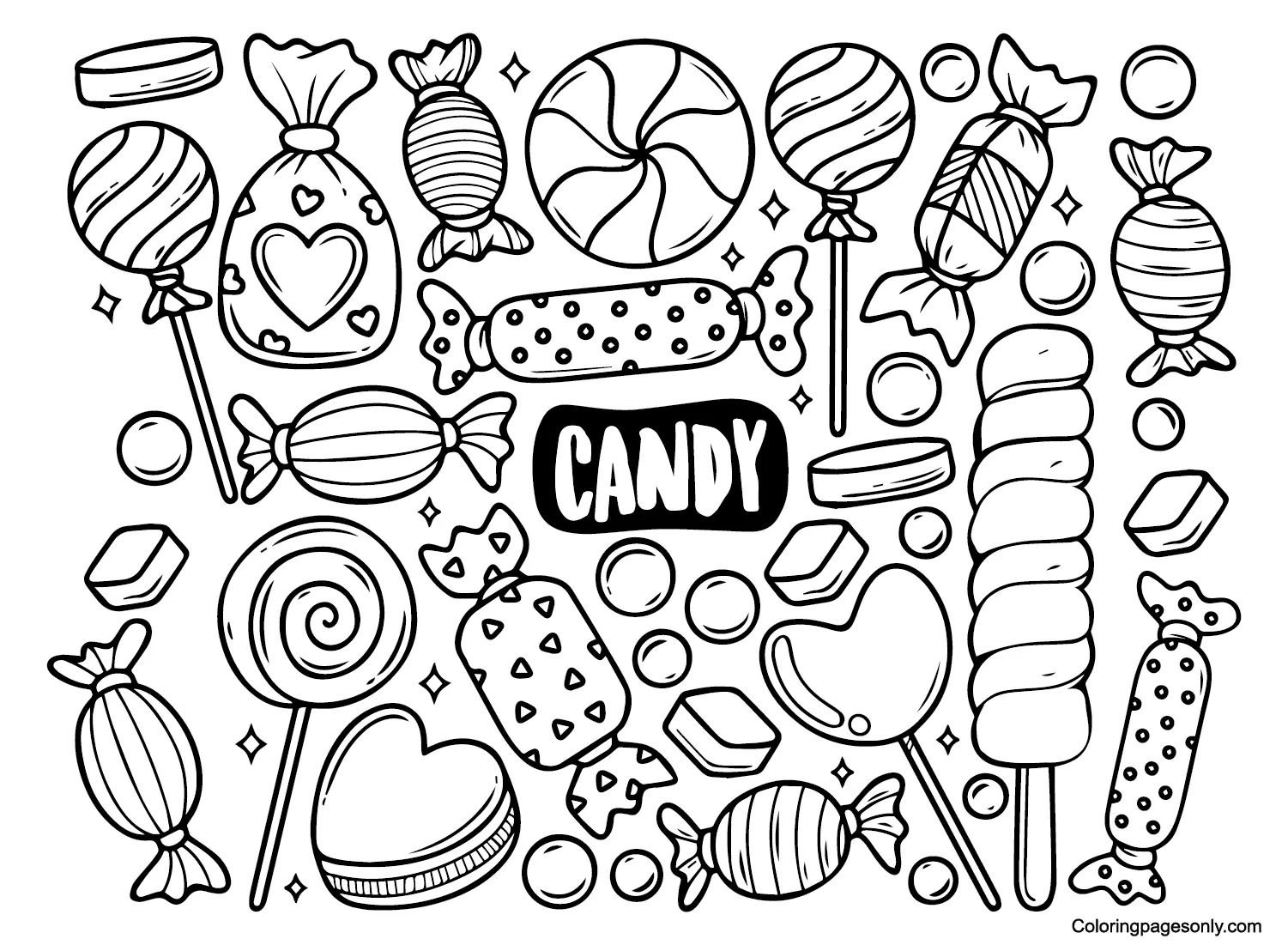 Çocuklar İçin Candyland Boyama Sayfaları 