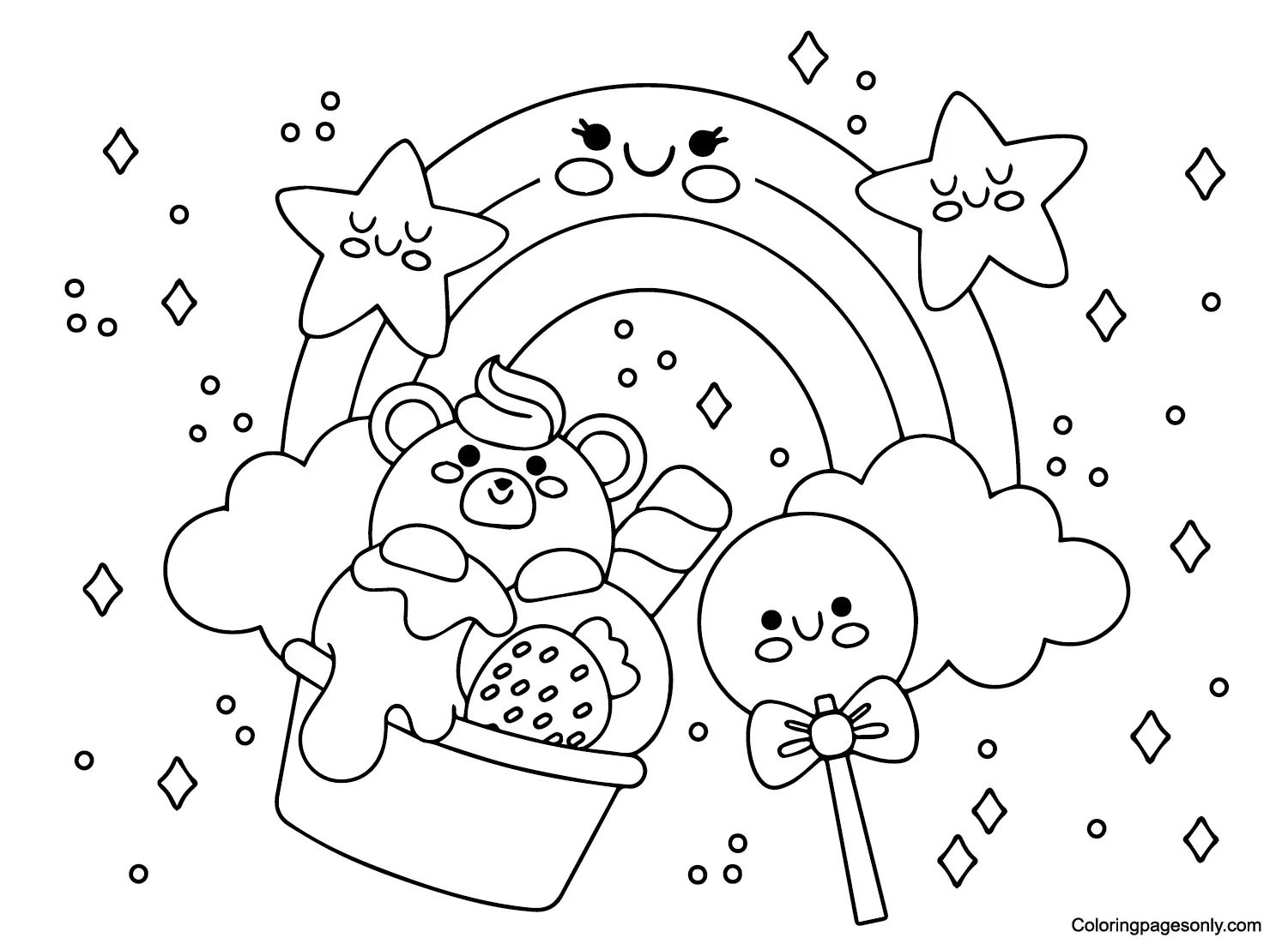 Çocuklar İçin Candyland Boyama Sayfaları 