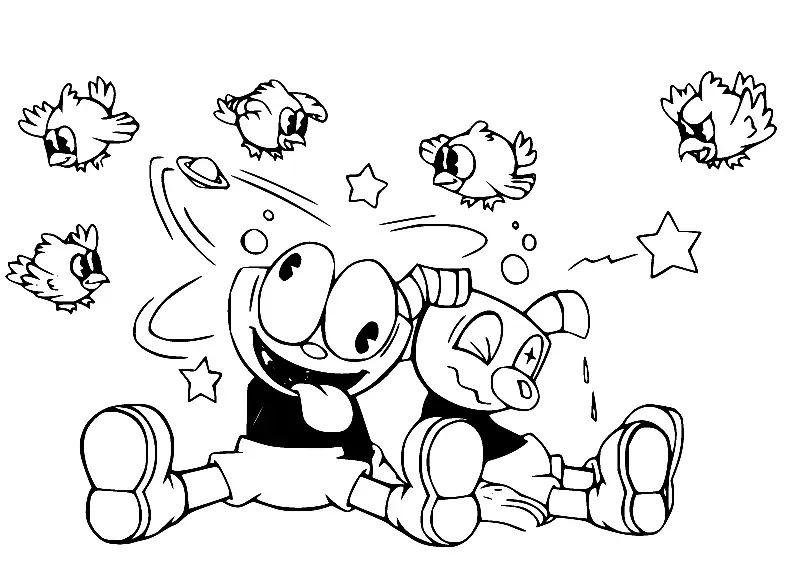 Çocuklar İçin Cuphead Boyama Sayfaları 