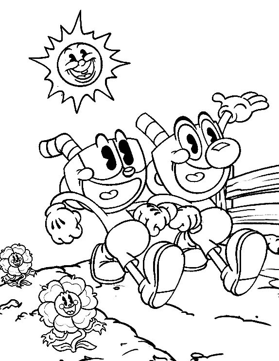 Çocuklar İçin Cuphead Boyama Sayfaları 