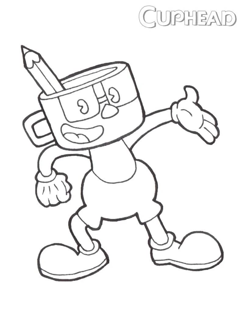 Çocuklar İçin Cuphead Boyama Sayfaları 