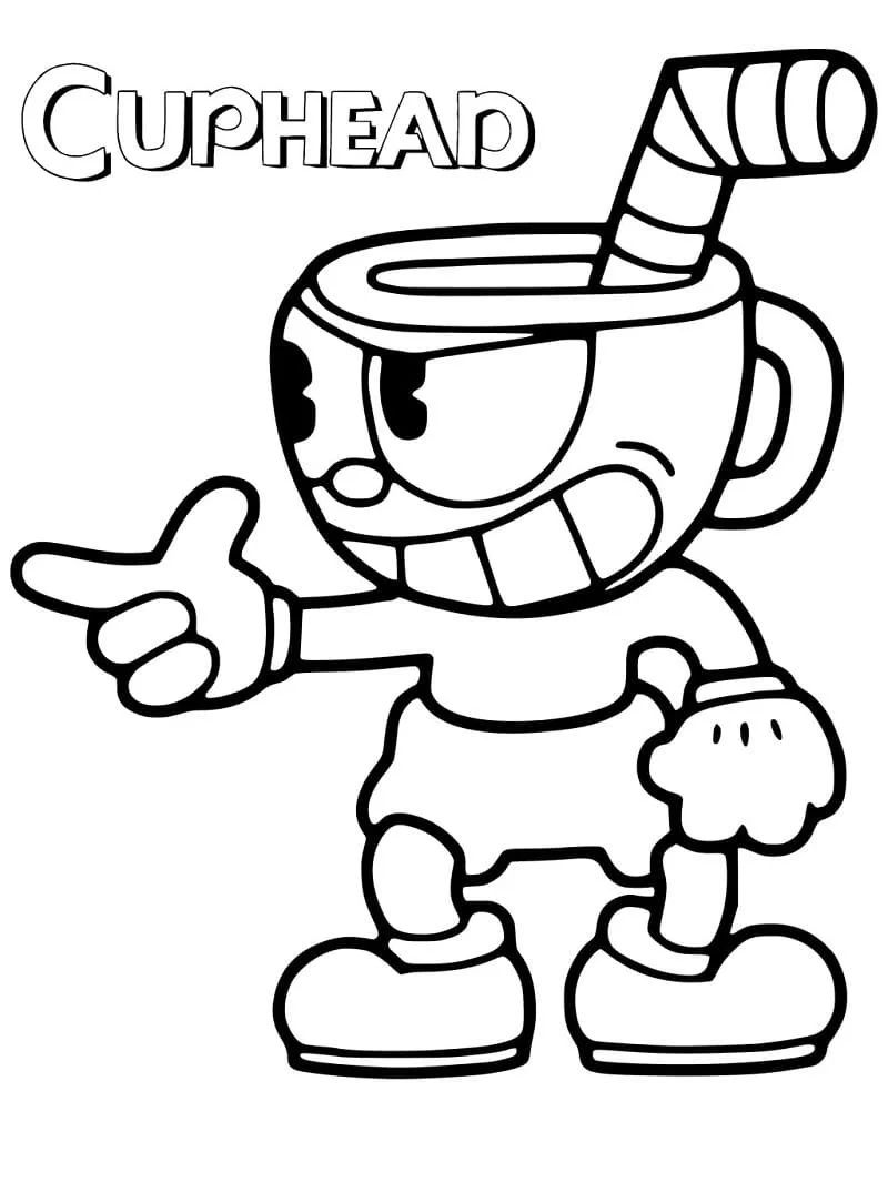 Çocuklar İçin Cuphead Boyama Sayfaları 