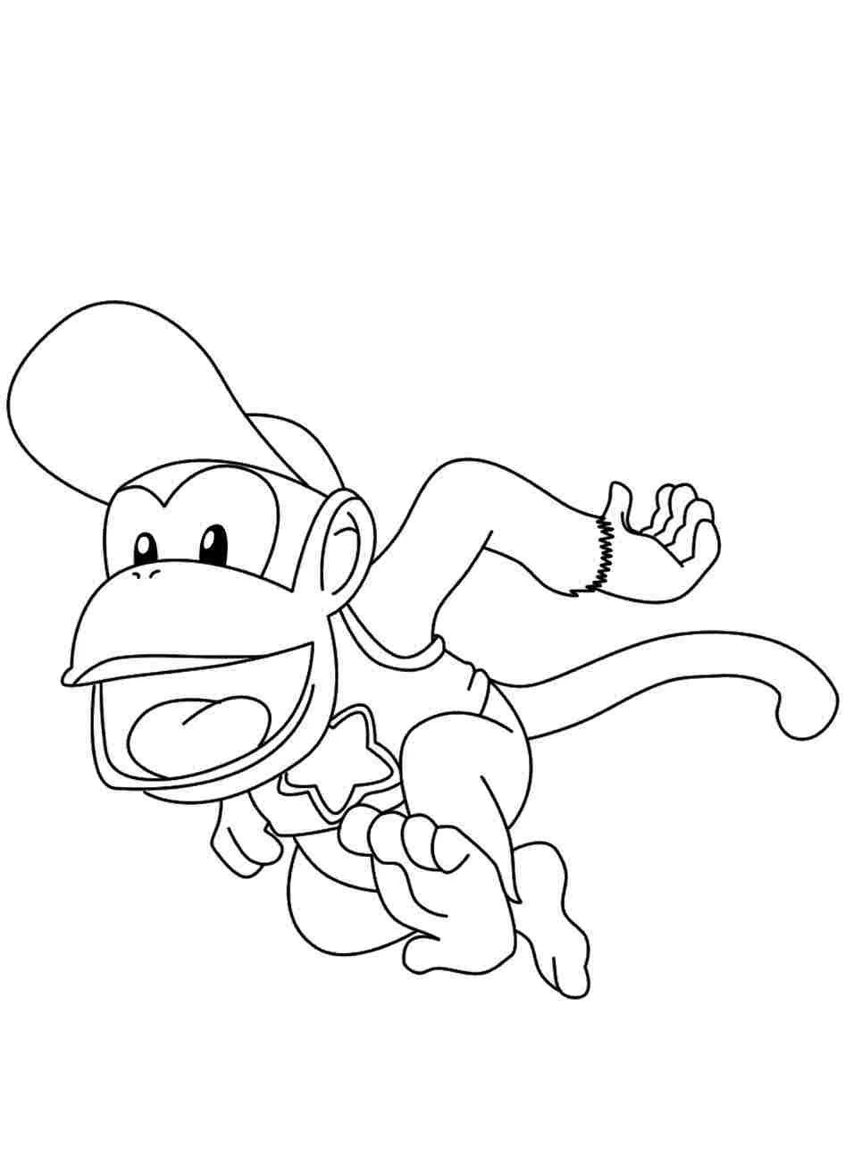 Çocuklar İçin Diddy Kong Boyama Sayfaları 