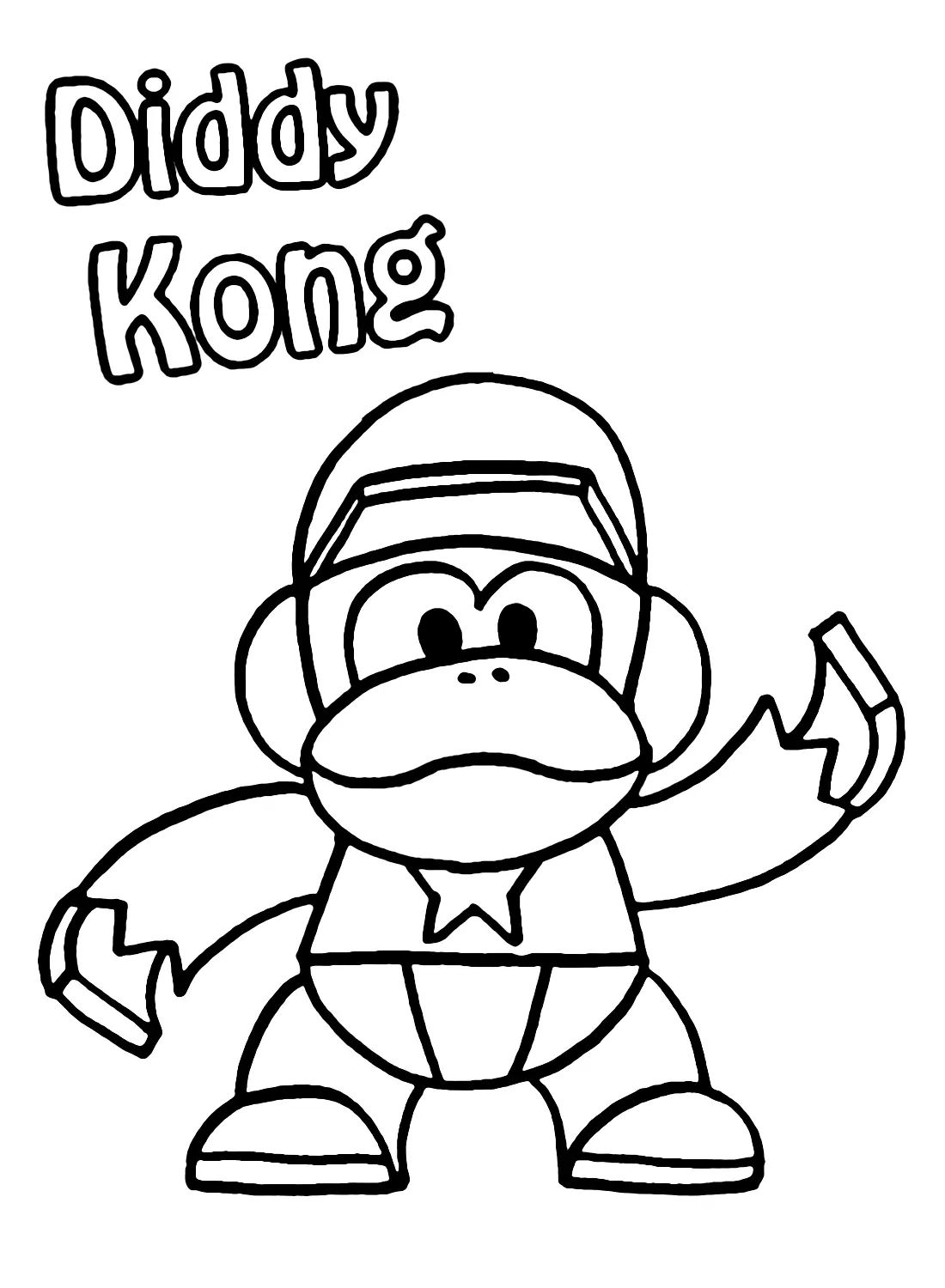 Çocuklar İçin Diddy Kong Boyama Sayfaları 