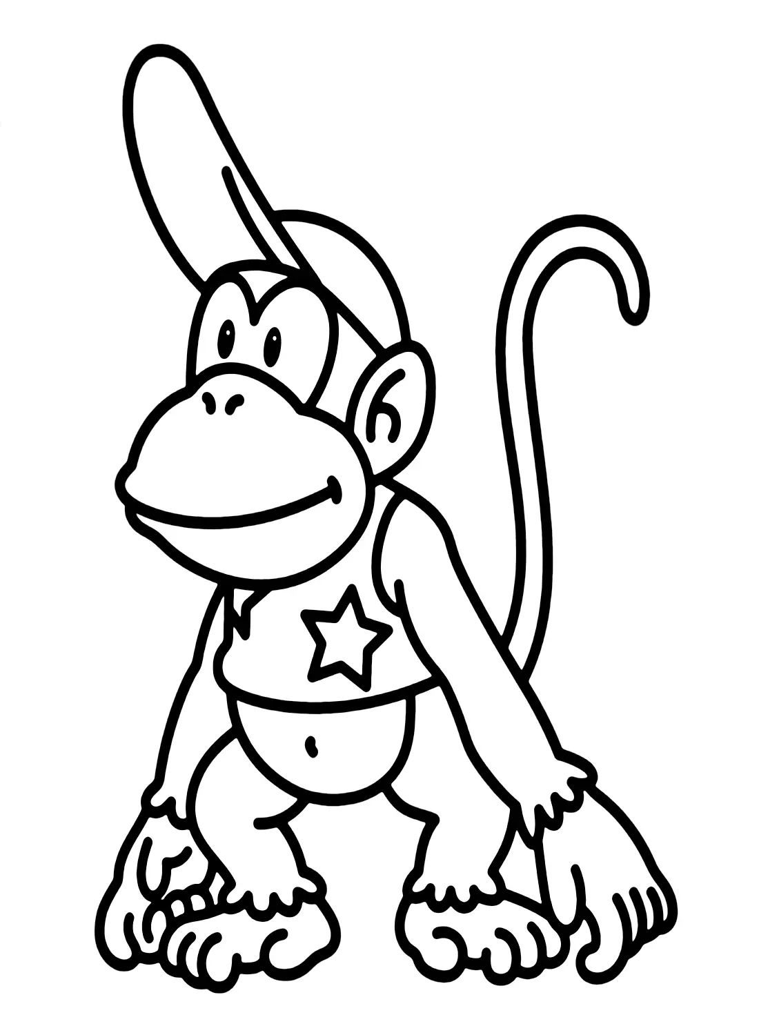Çocuklar İçin Diddy Kong Boyama Sayfaları 