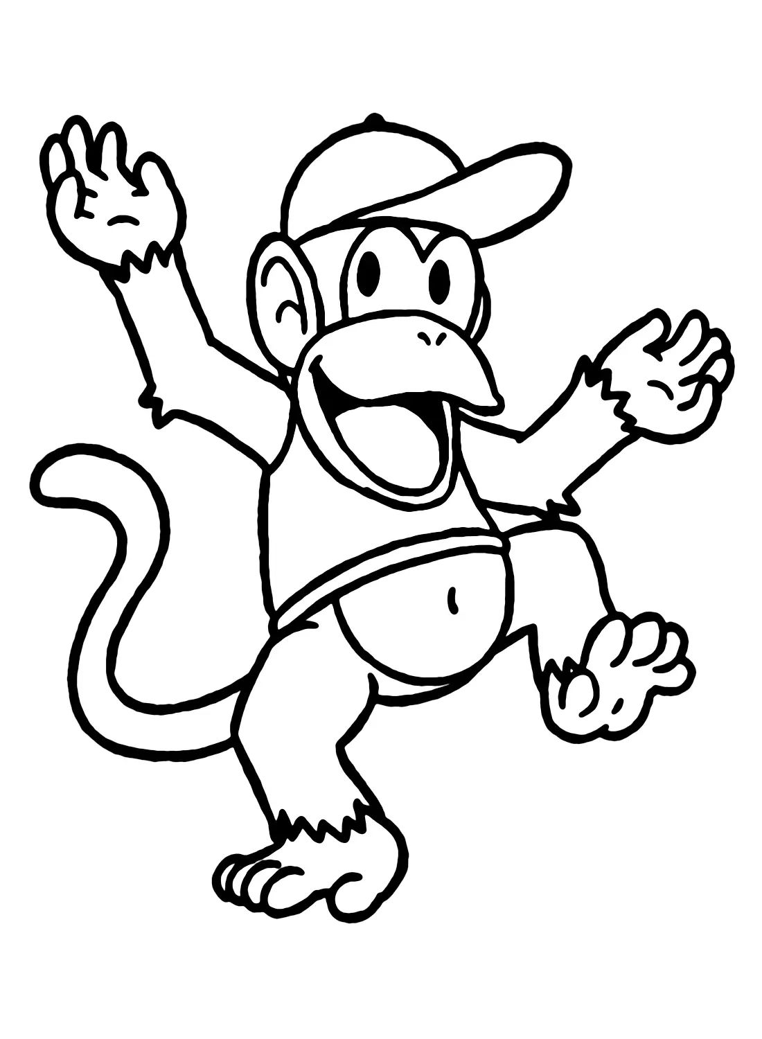 Çocuklar İçin Diddy Kong Boyama Sayfaları 
