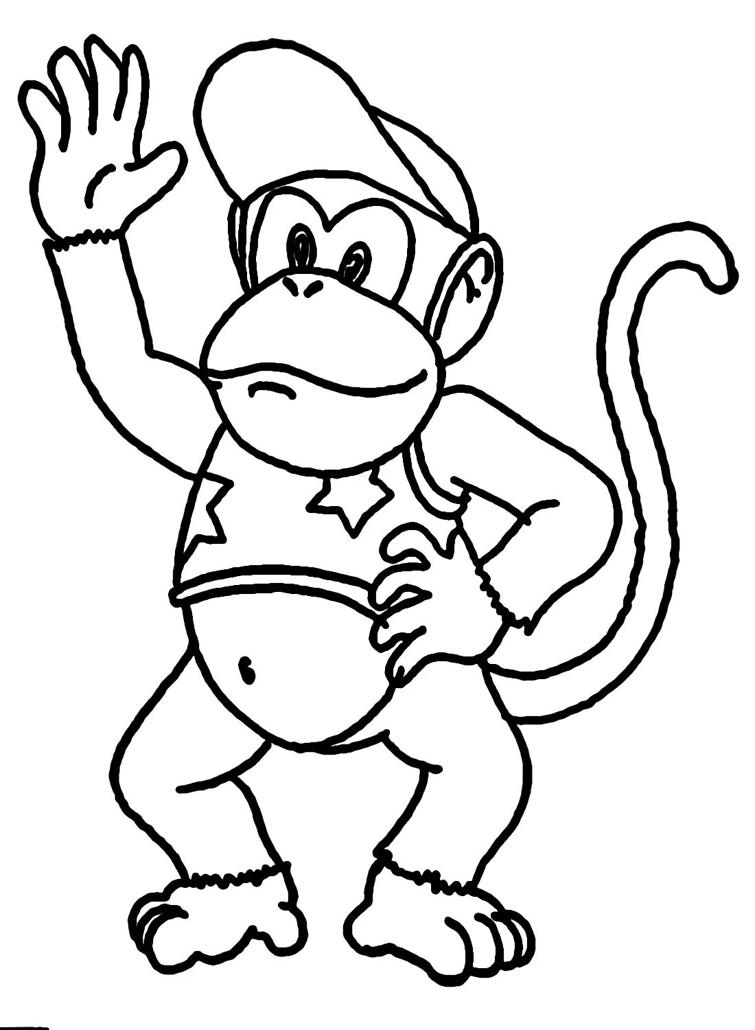 Çocuklar İçin Diddy Kong Boyama Sayfaları 