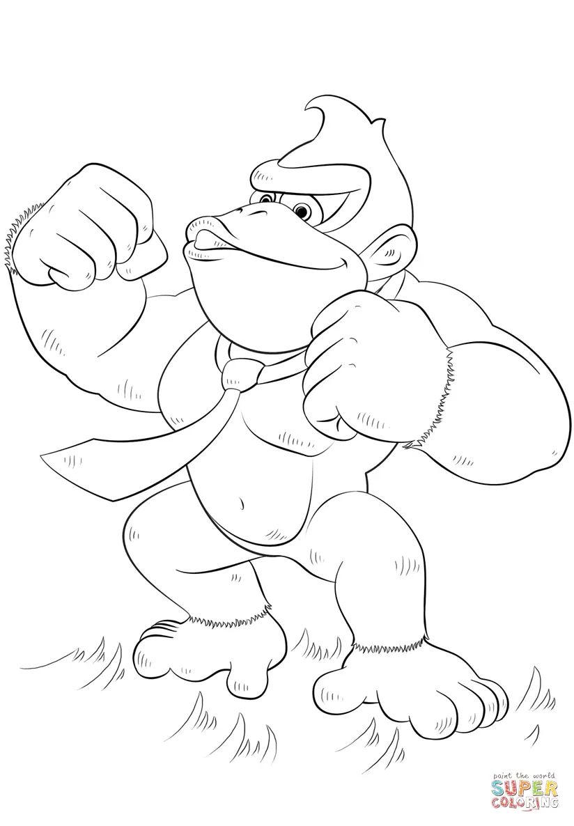 Çocuklar İçin Donkey Kong Boyama Sayfaları 