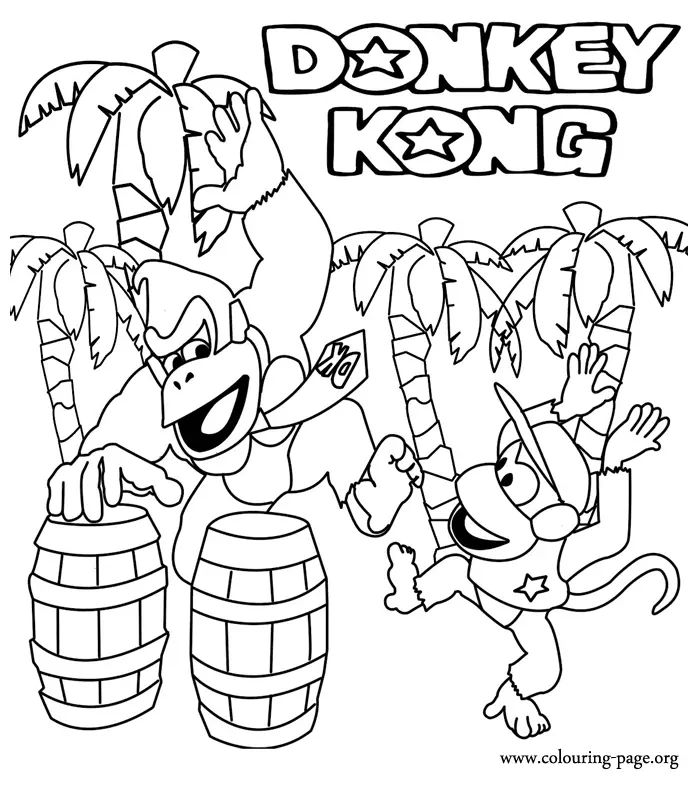 Çocuklar İçin Donkey Kong Boyama Sayfaları 