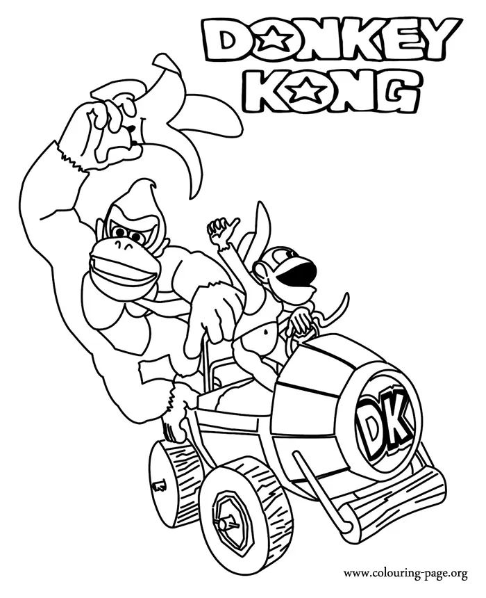 Çocuklar İçin Donkey Kong Boyama Sayfaları 