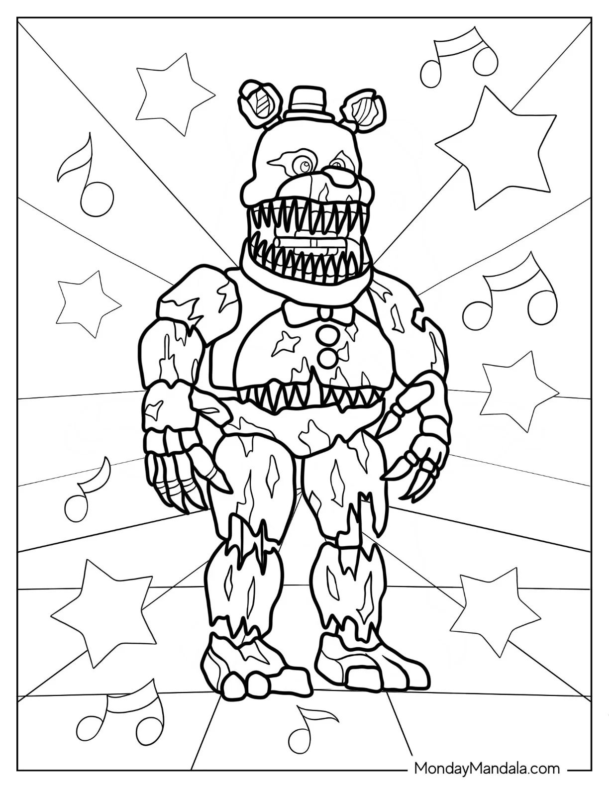 Çocuklar İçin Five Nights At Freddys Boyama Sayfaları 