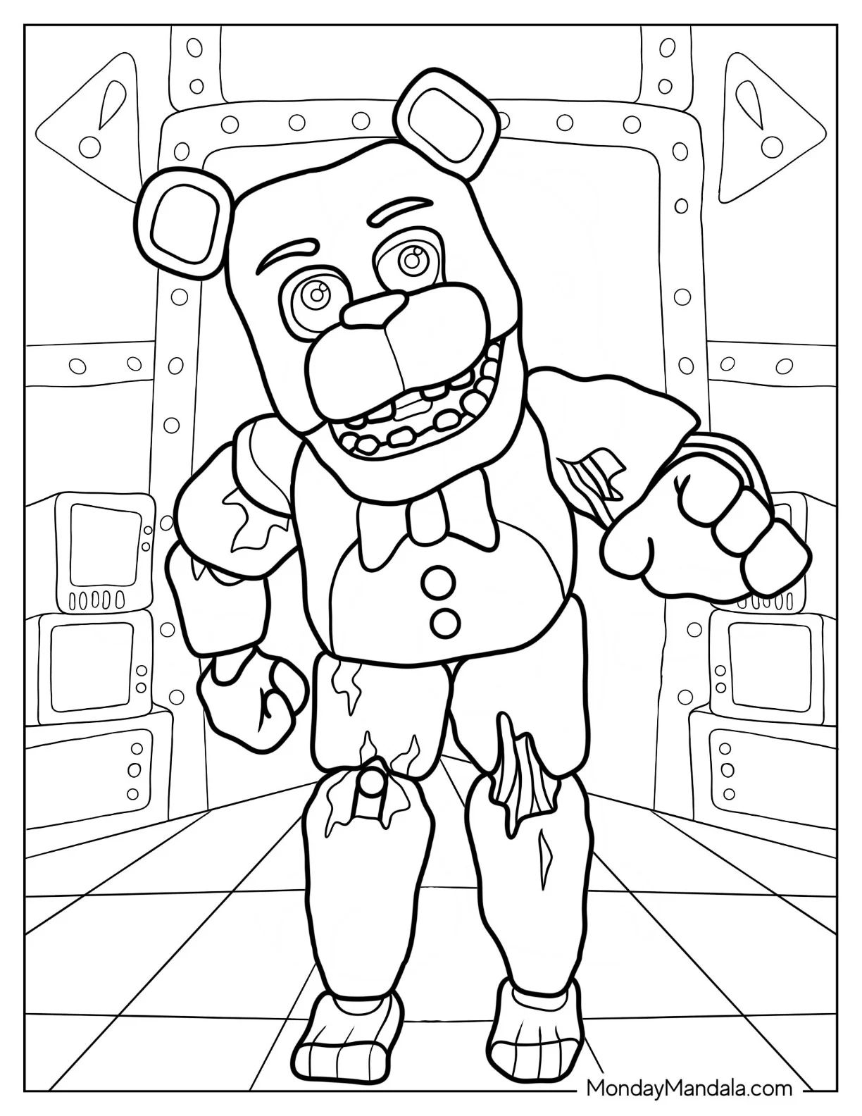 Çocuklar İçin Five Nights At Freddys Boyama Sayfaları 