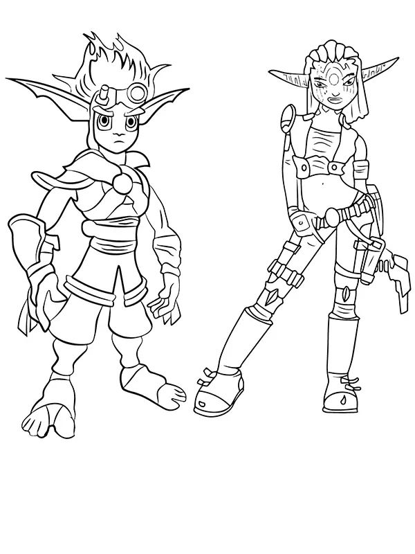 Çocuklar İçin Jak and Daxter Boyama Sayfaları 