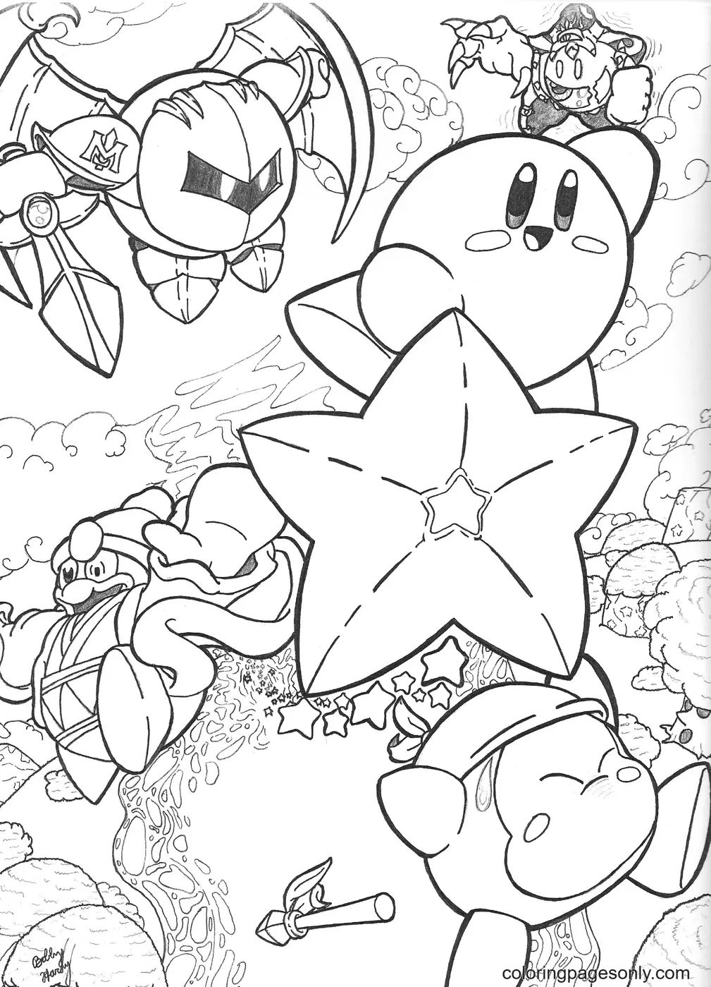 Çocuklar İçin Kirby Boyama Sayfaları 