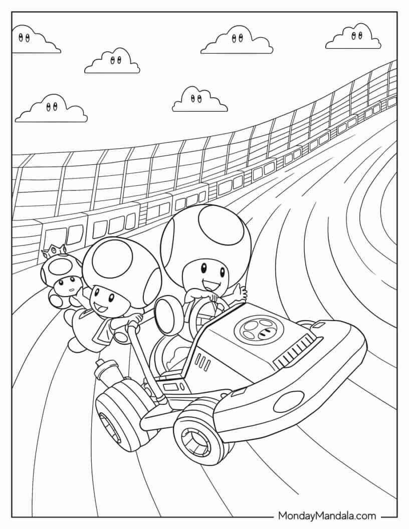 Çocuklar İçin Mario Kart Boyama Sayfaları 