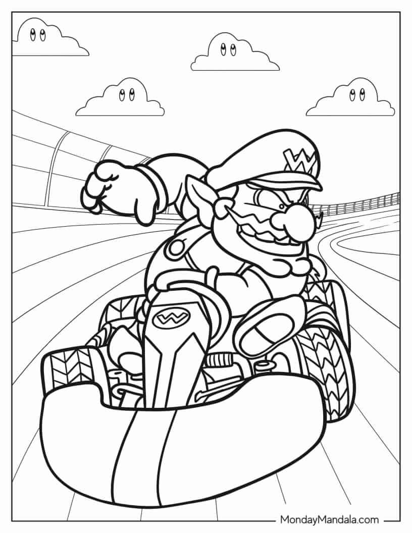 Çocuklar İçin Mario Kart Boyama Sayfaları 