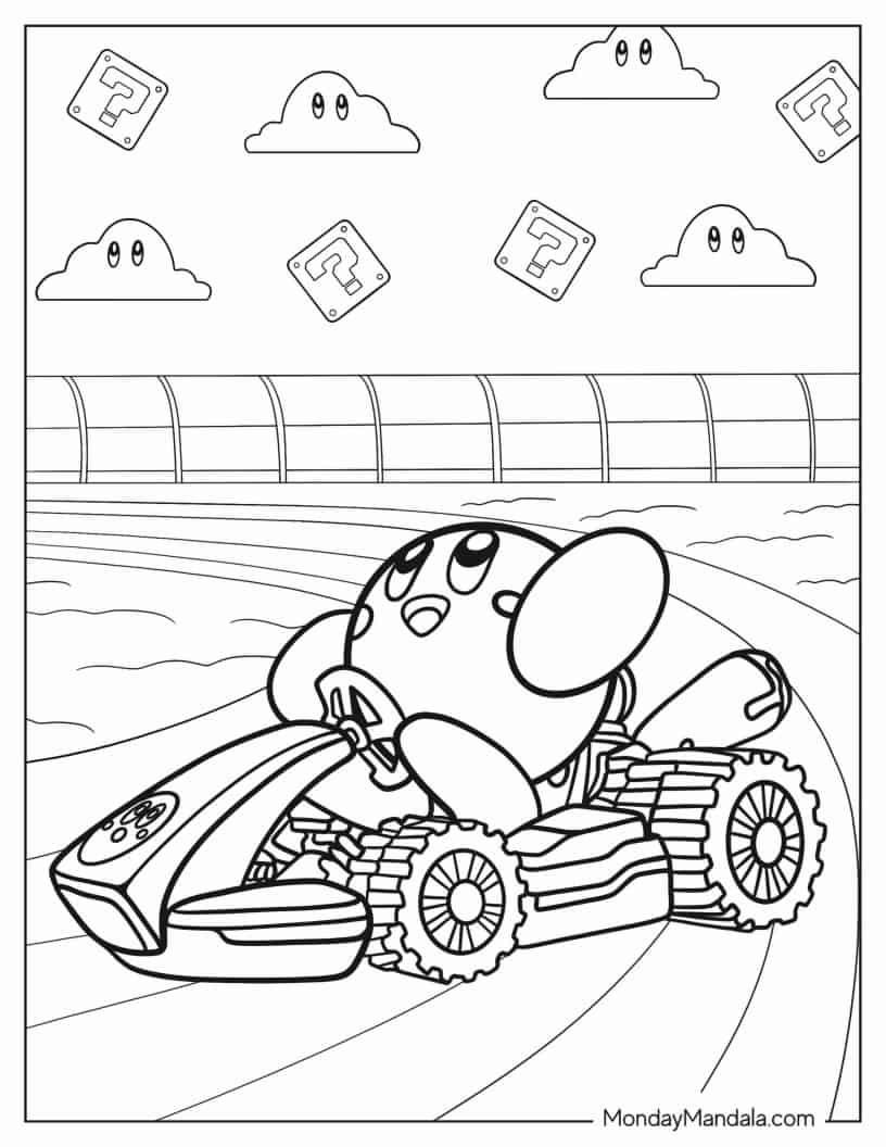 Çocuklar İçin Mario Kart Boyama Sayfaları 