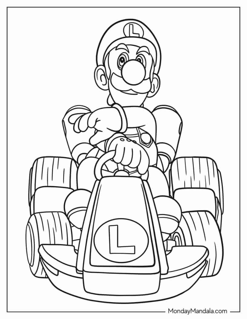 Çocuklar İçin Mario Kart Boyama Sayfaları 