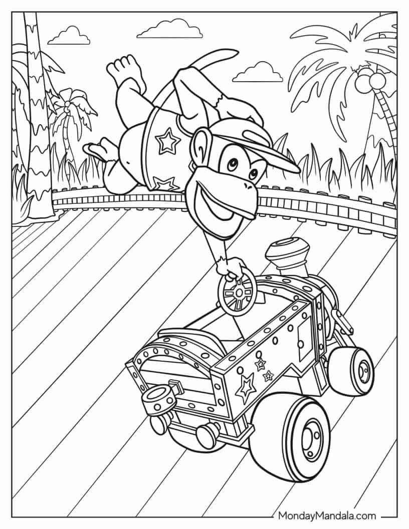 Çocuklar İçin Mario Kart Boyama Sayfaları 