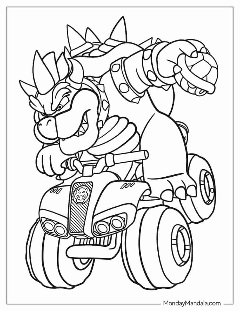 Çocuklar İçin Mario Kart Boyama Sayfaları 