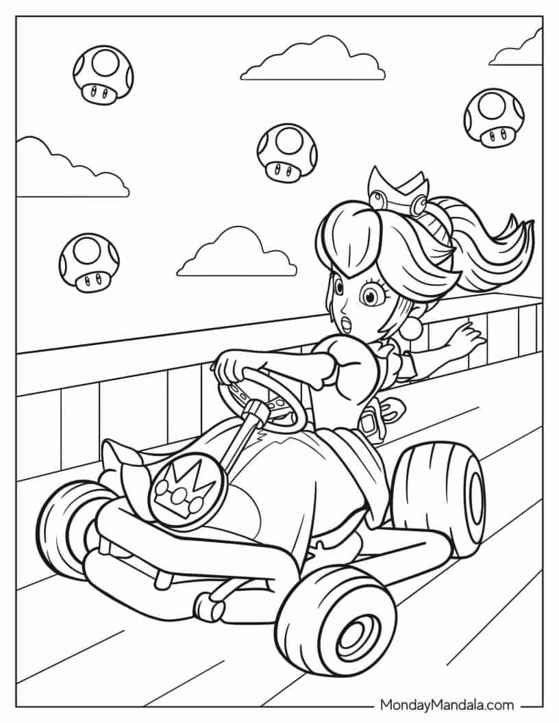 Çocuklar İçin Mario Kart Boyama Sayfaları 
