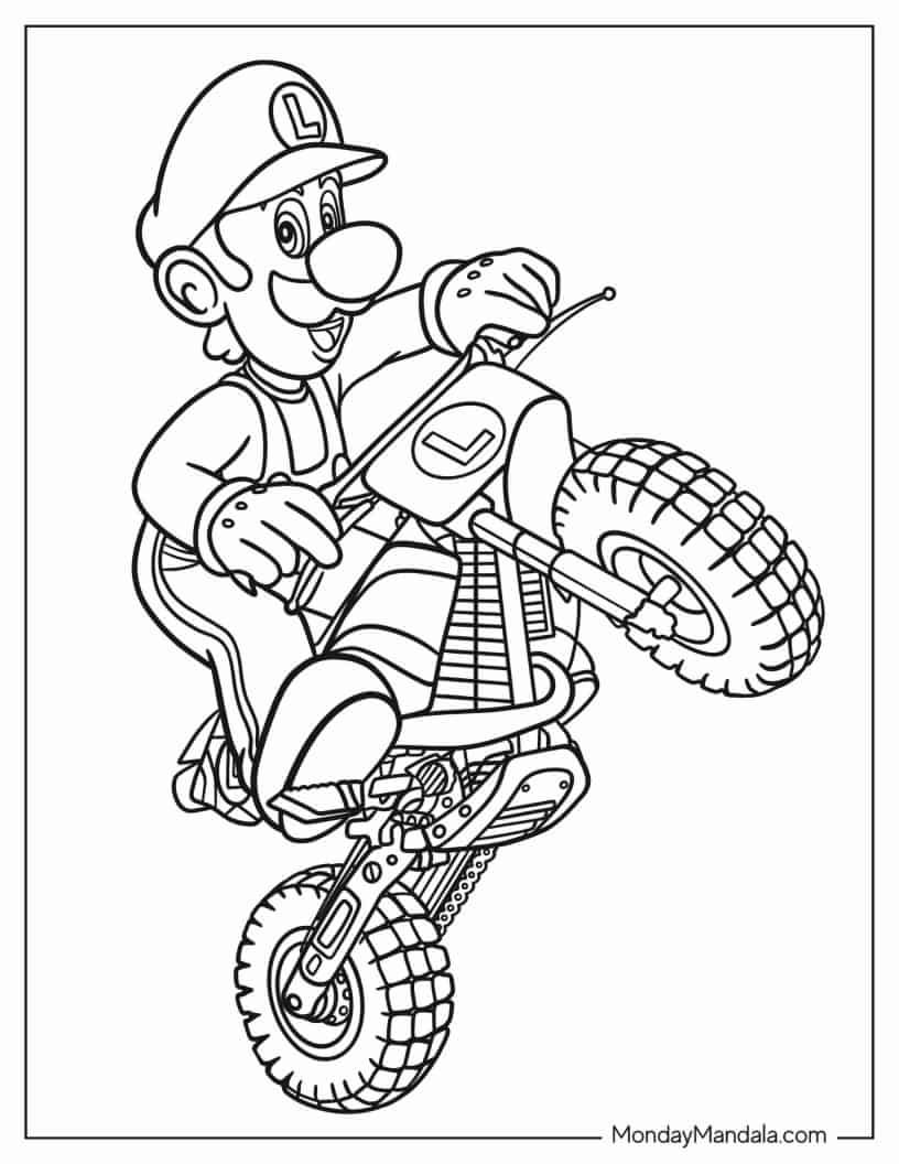 Çocuklar İçin Mario Kart Boyama Sayfaları 