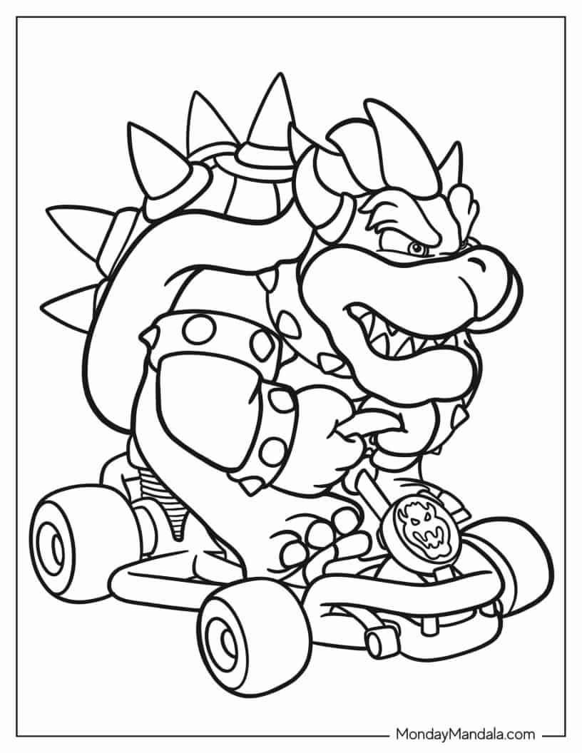 Çocuklar İçin Mario Kart Boyama Sayfaları 