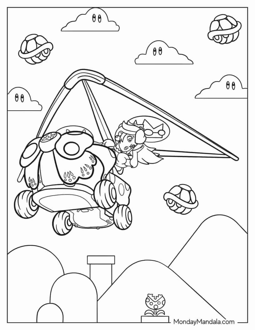 Çocuklar İçin Mario Kart Boyama Sayfaları 