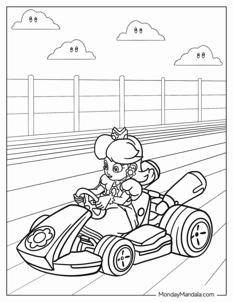 Çocuklar İçin Mario Kart Boyama Sayfaları 