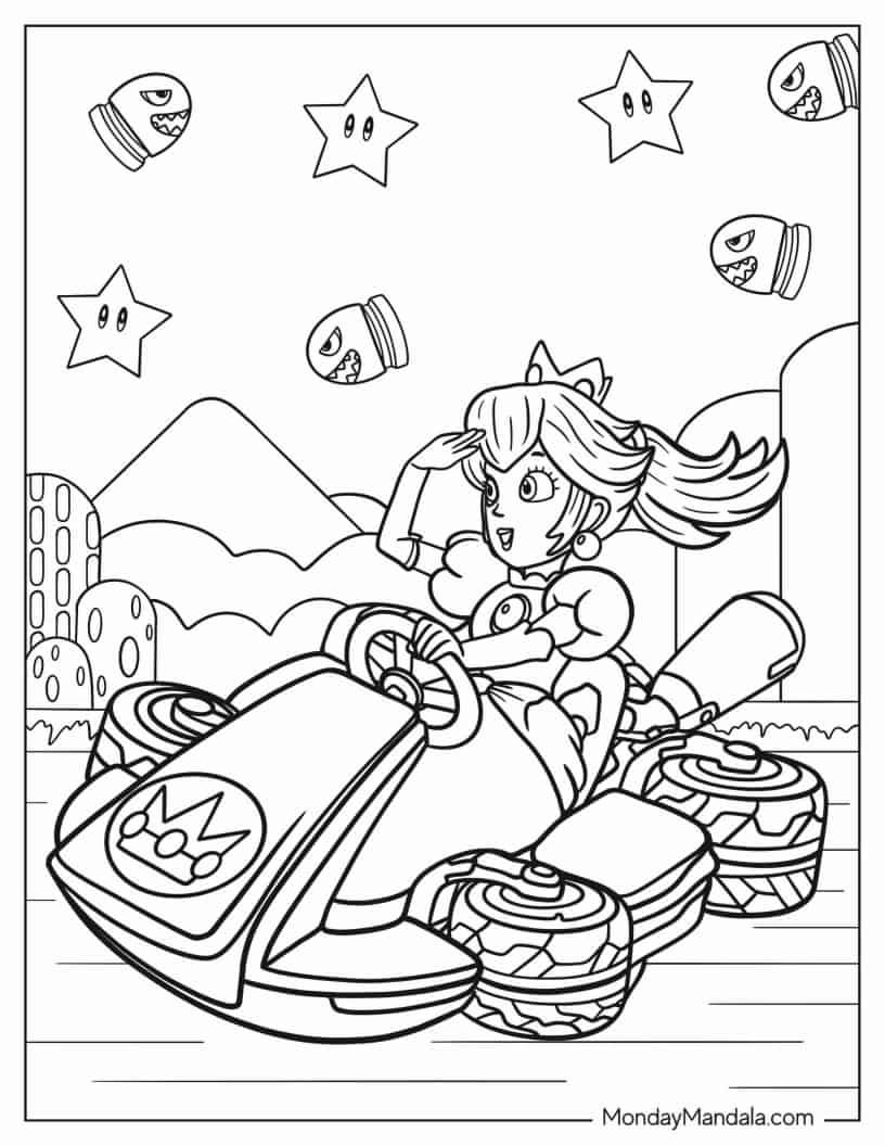 Çocuklar İçin Mario Kart Boyama Sayfaları 