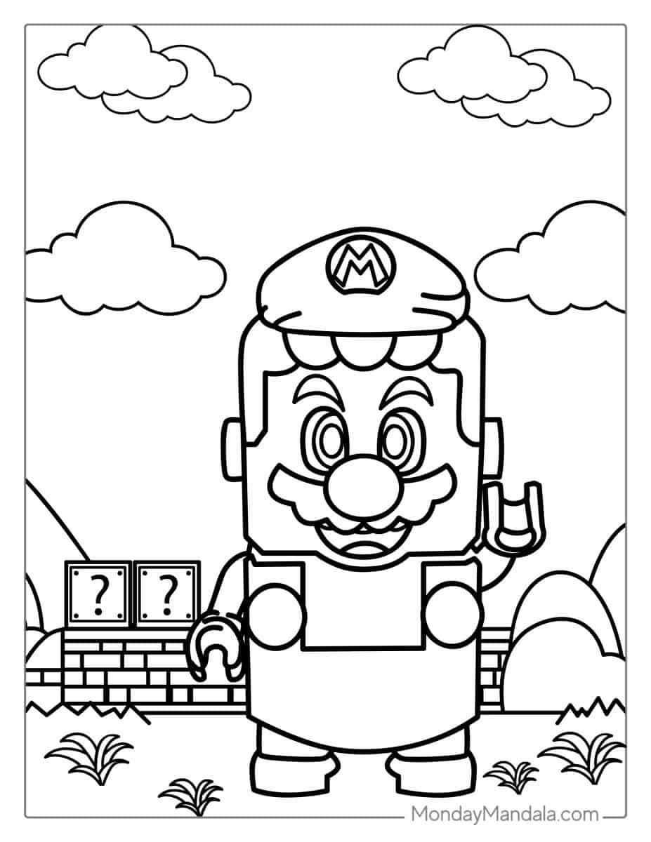 Çocuklar İçin Mario Boyama Sayfaları 