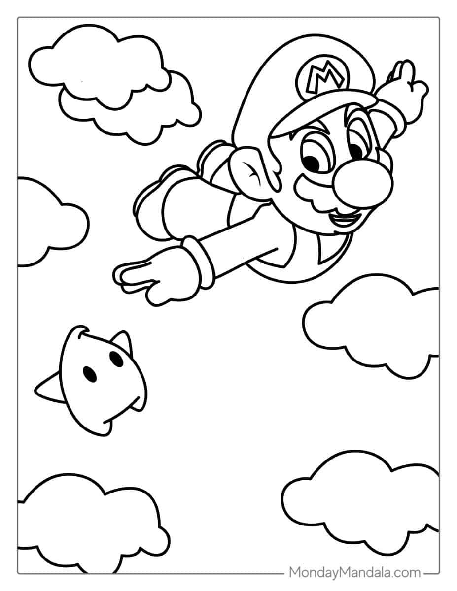 Çocuklar İçin Mario Boyama Sayfaları 