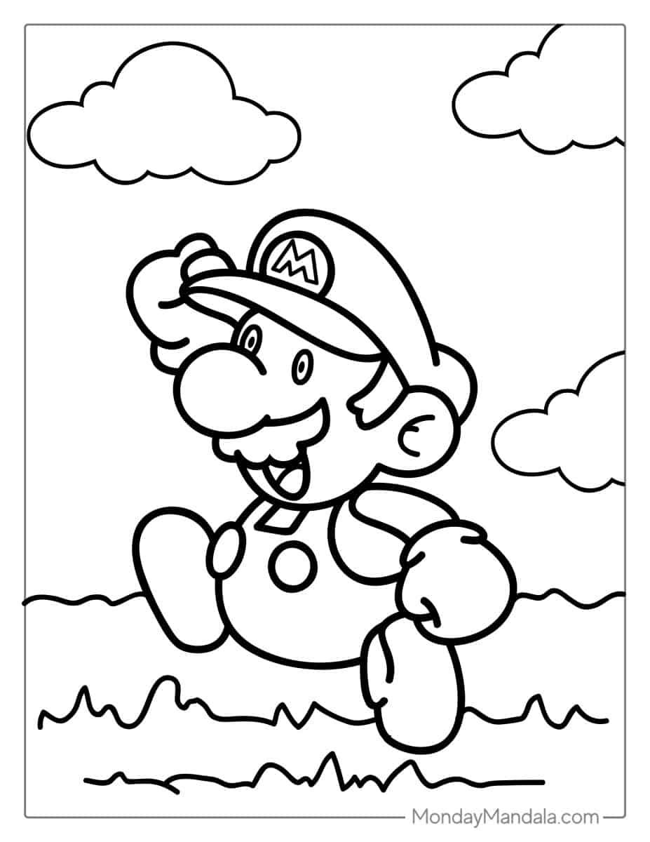 Çocuklar İçin Mario Boyama Sayfaları 