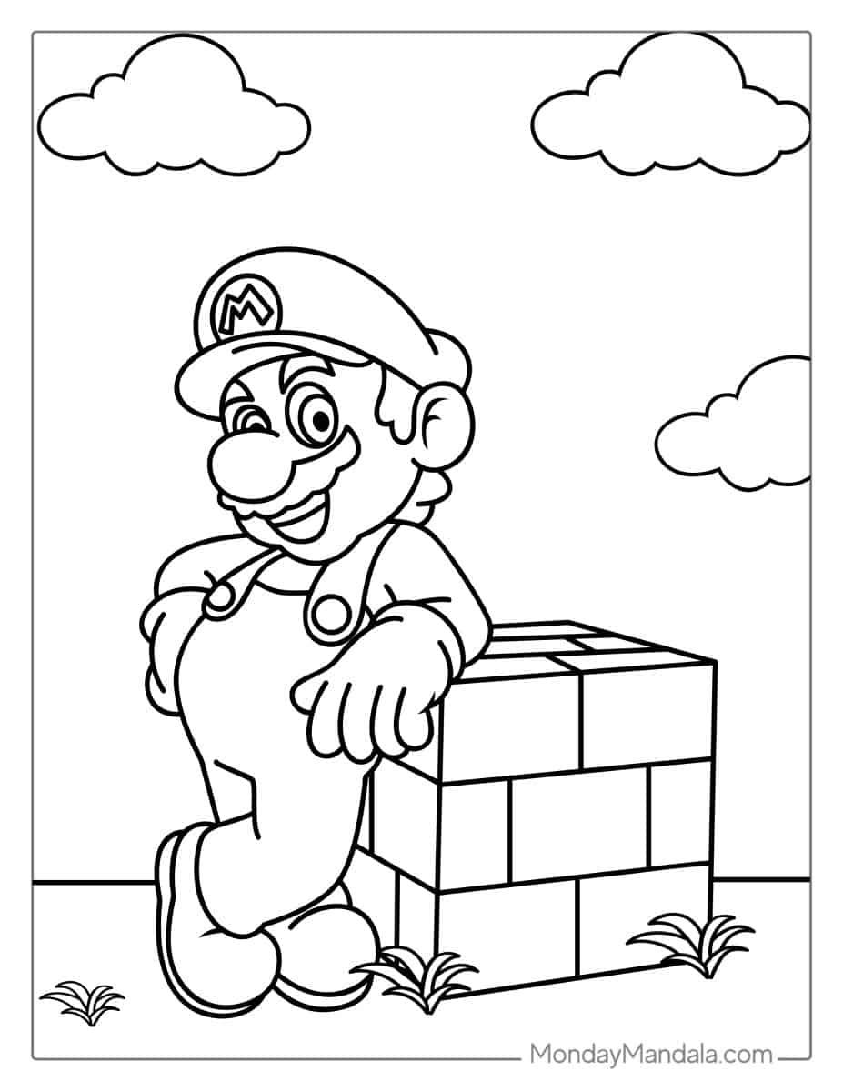 Çocuklar İçin Mario Boyama Sayfaları 