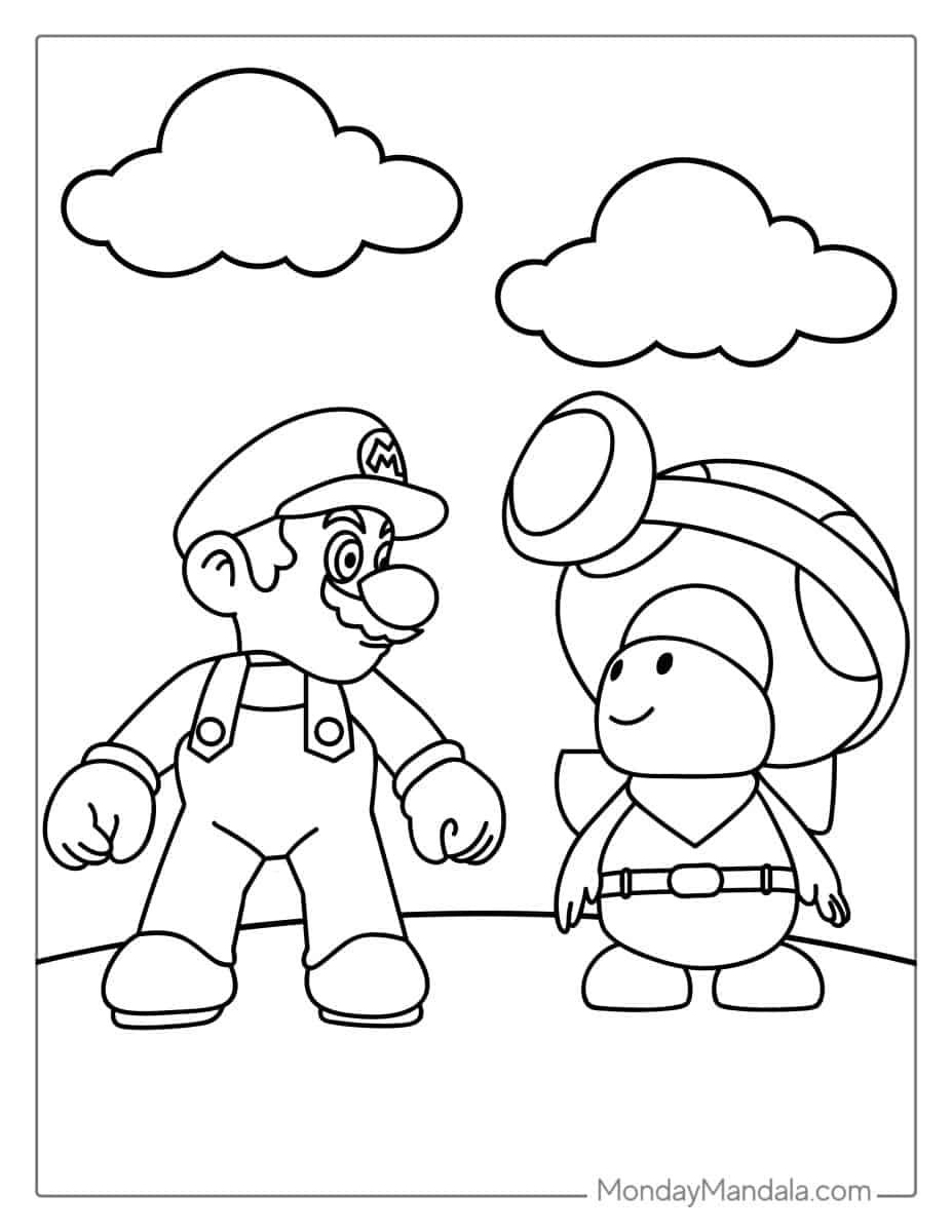 Çocuklar İçin Mario Boyama Sayfaları 