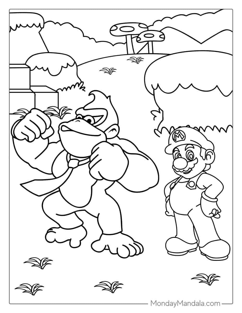 Çocuklar İçin Mario Boyama Sayfaları 