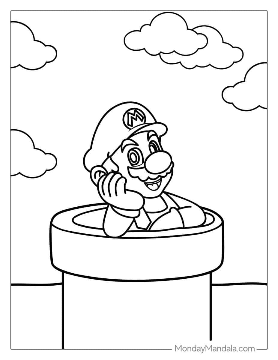 Çocuklar İçin Mario Boyama Sayfaları 