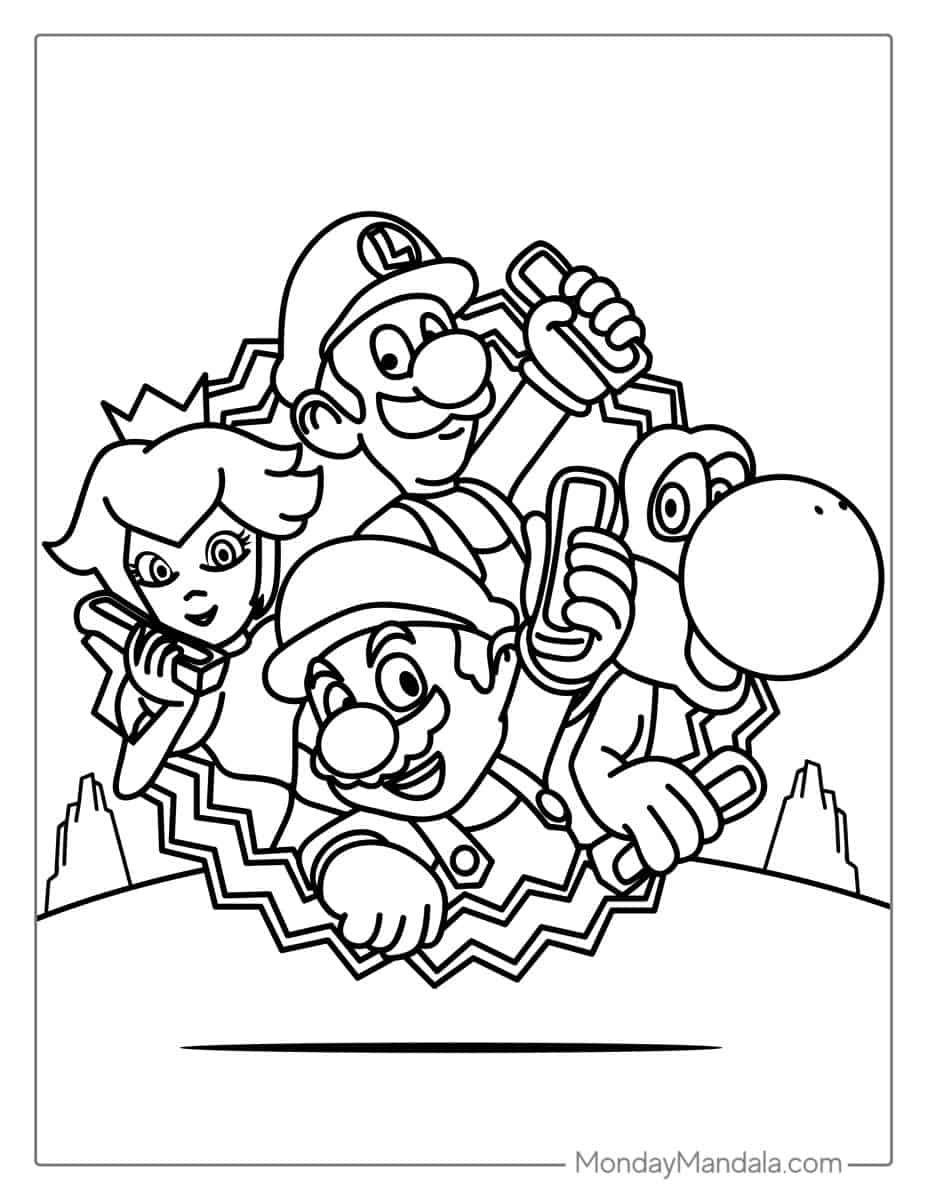 Çocuklar İçin Mario Boyama Sayfaları 