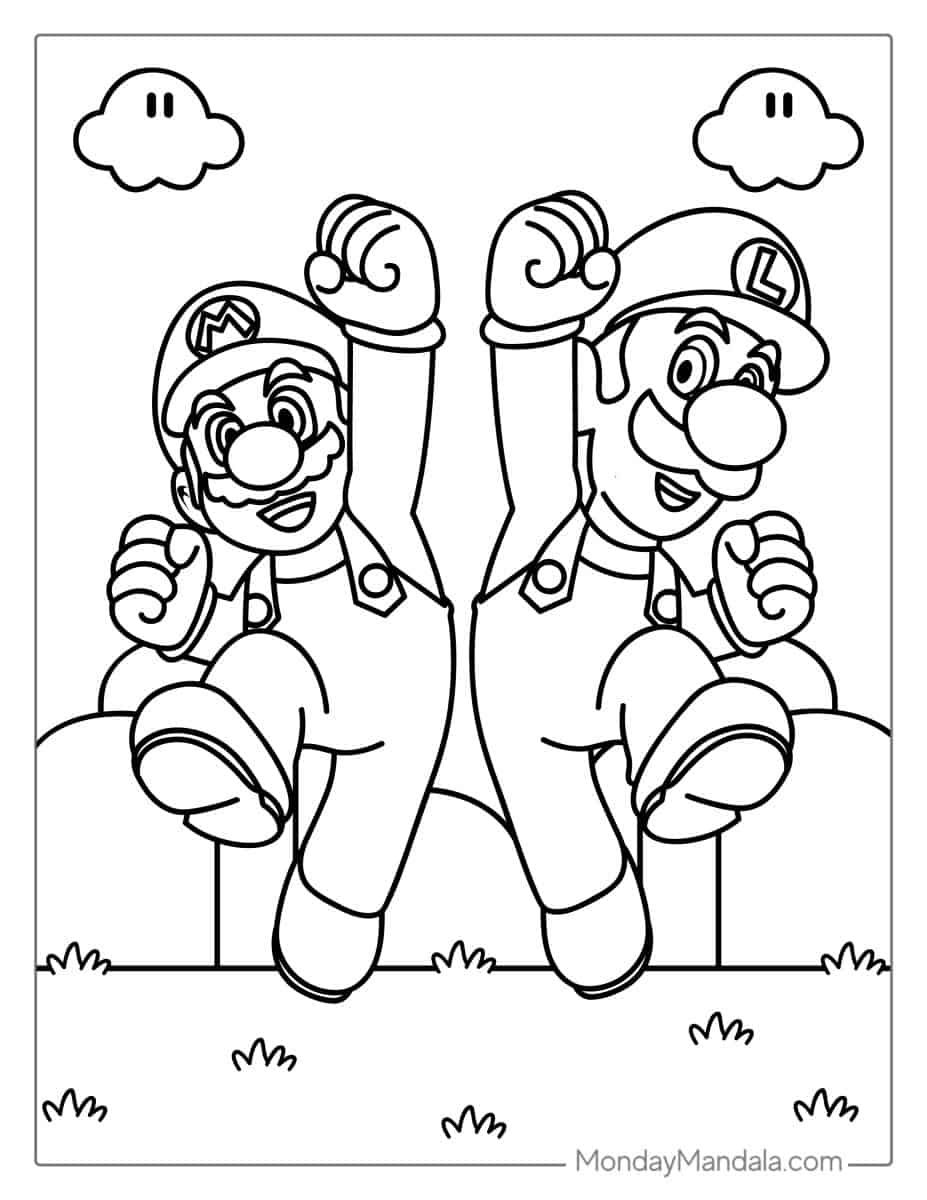 Çocuklar İçin Mario Boyama Sayfaları 