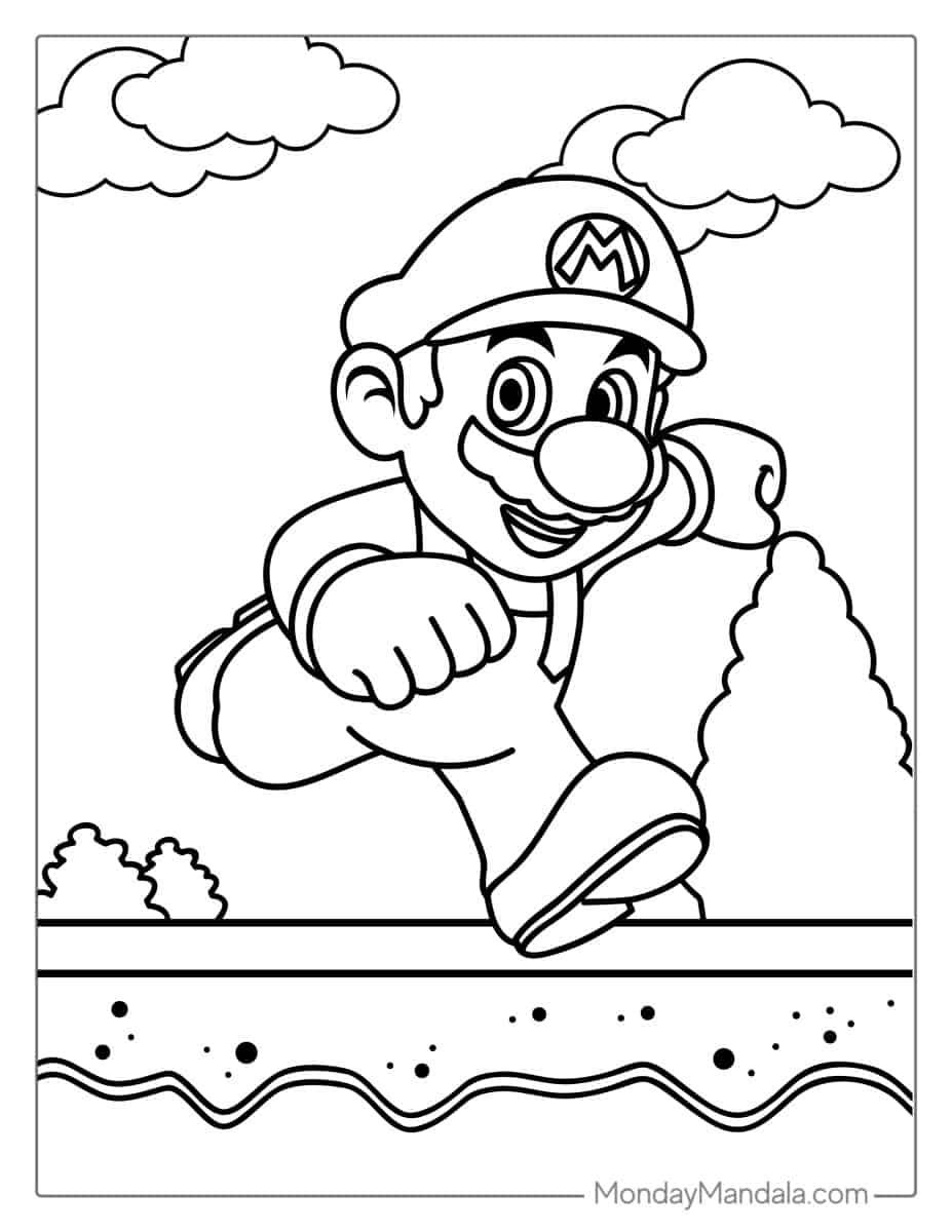Çocuklar İçin Mario Boyama Sayfaları 