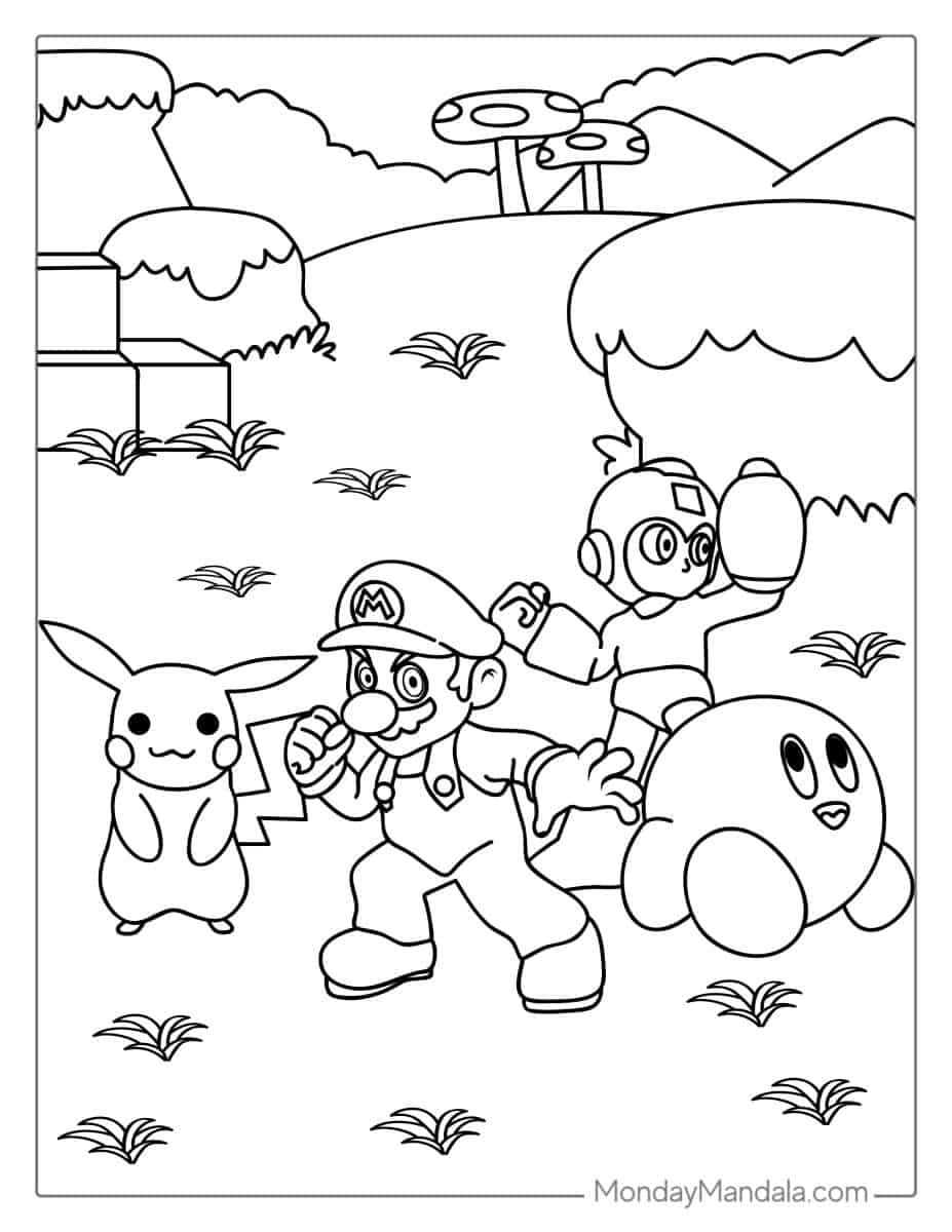 Çocuklar İçin Mario Boyama Sayfaları 