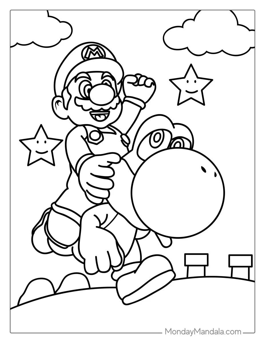 Çocuklar İçin Mario Boyama Sayfaları 