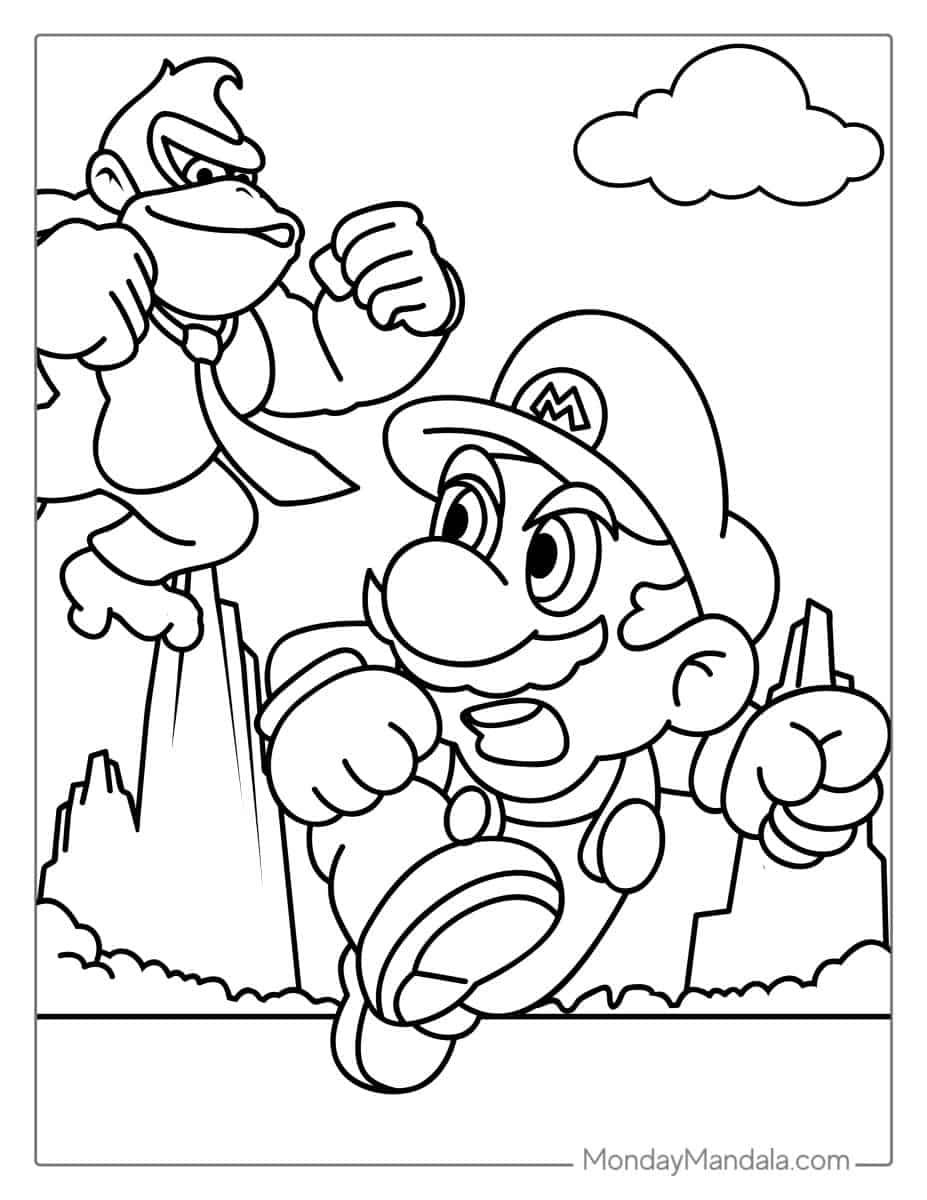 Çocuklar İçin Mario Boyama Sayfaları 
