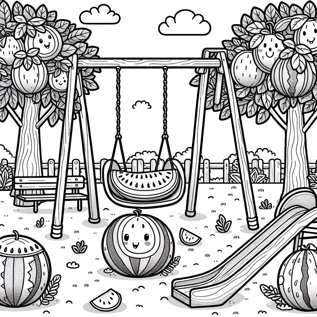 Çocuklar İçin Melon Playground Boyama Sayfaları 
