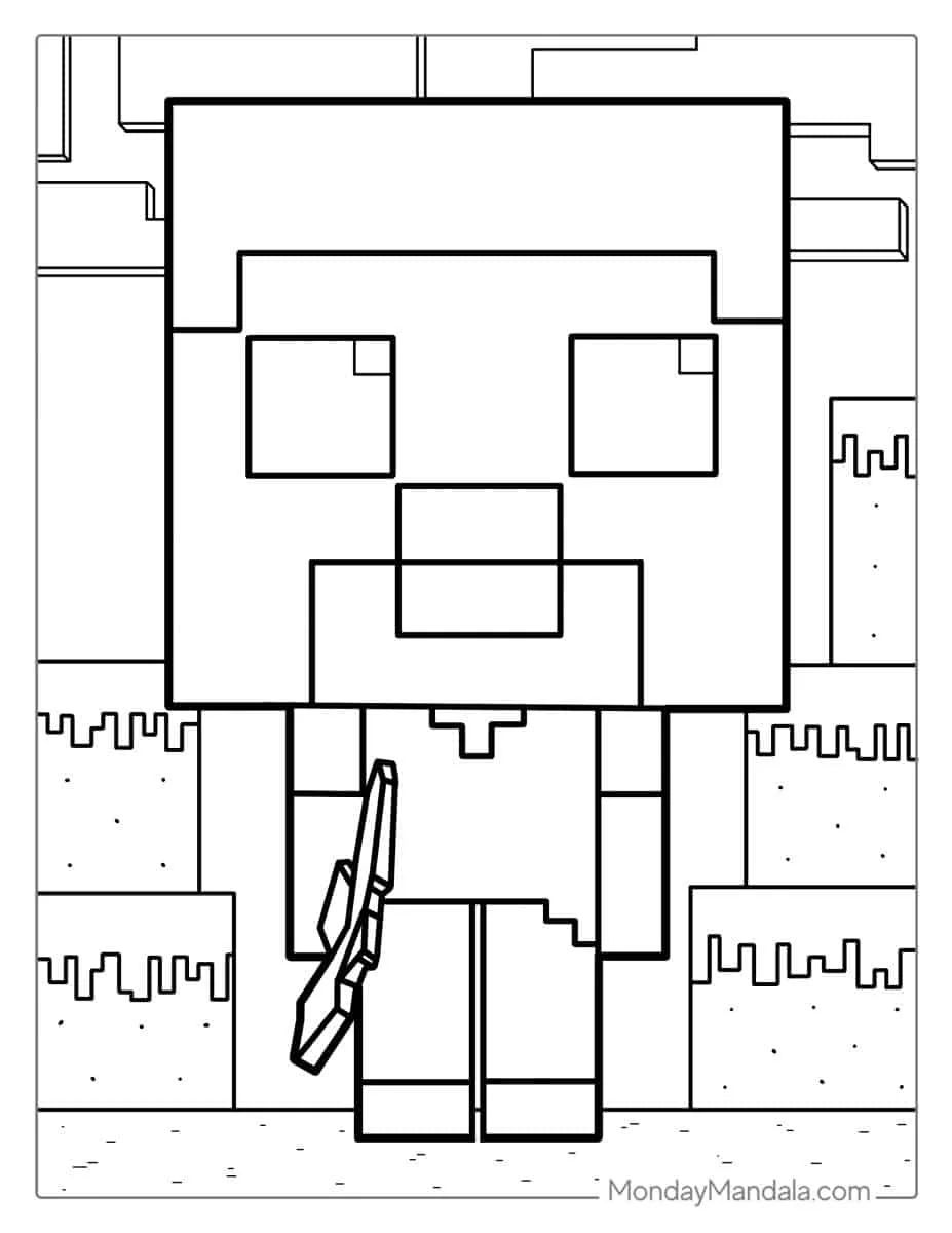 Çocuklar İçin Minecraft Boyama Sayfaları 