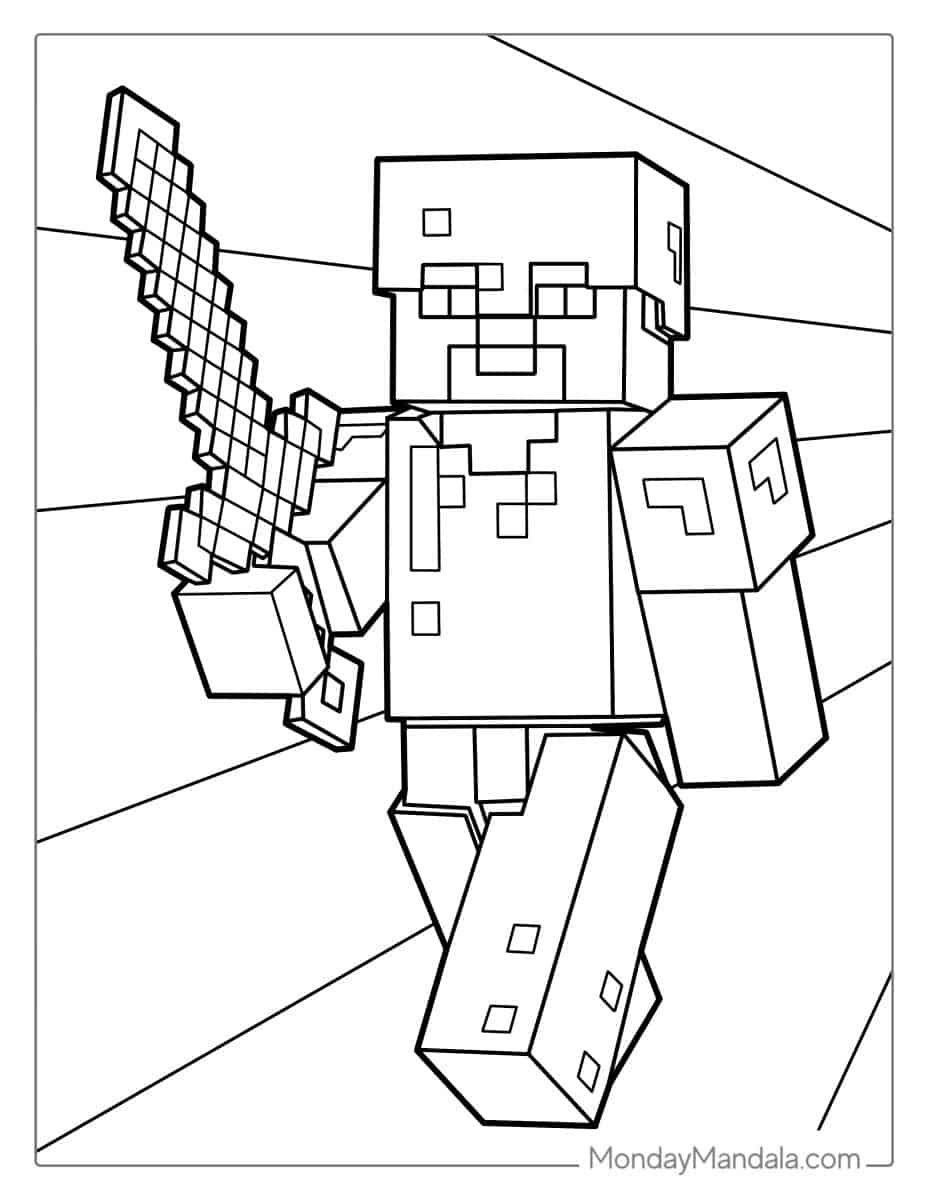 Çocuklar İçin Minecraft Boyama Sayfaları 