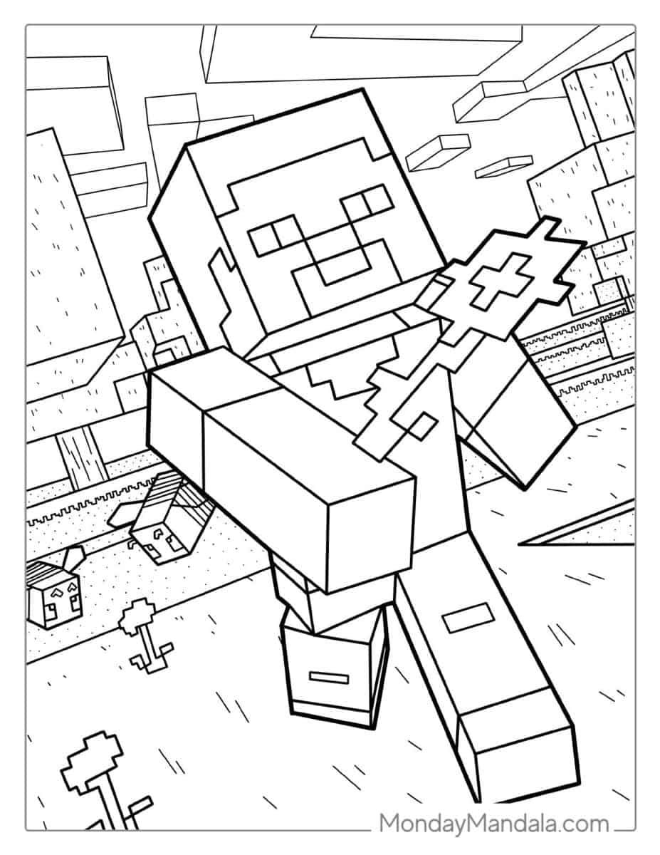 Çocuklar İçin Minecraft Boyama Sayfaları 