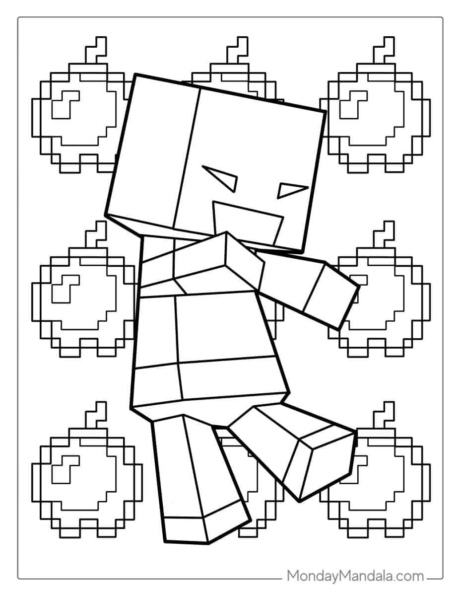 Çocuklar İçin Minecraft Boyama Sayfaları 